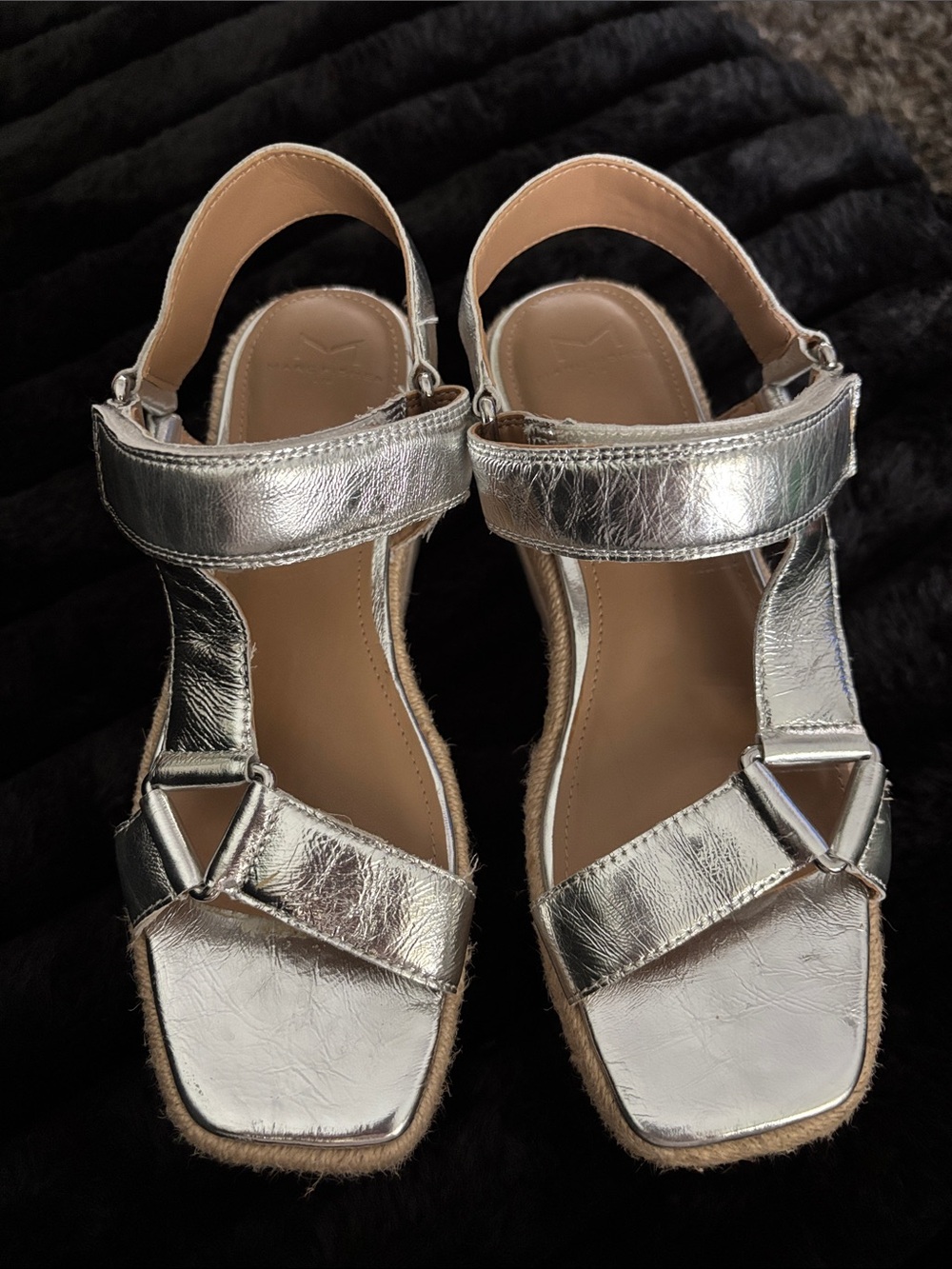 Marc Fisher Silver Metallic Slingback Sandals